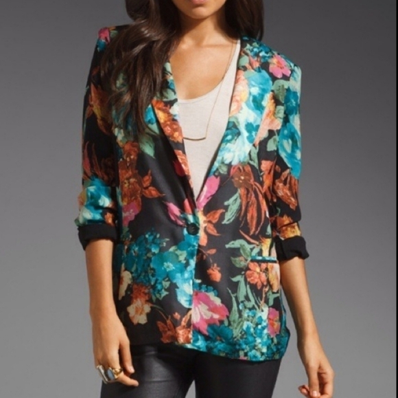 Gypsy Junkies Zeppelin Floral Print Blazer Size S - Picture 1 of 12